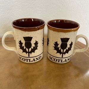 2 Vintage Scotland Mug Thistle Flower The Welsh Beaker Company Made in Wales UK